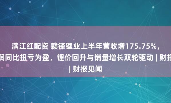 满江红配资 赣锋锂业上半年营收增175.75%，净利润同比扭亏为盈，锂价回升与销量增长双轮驱动 | 财报见闻